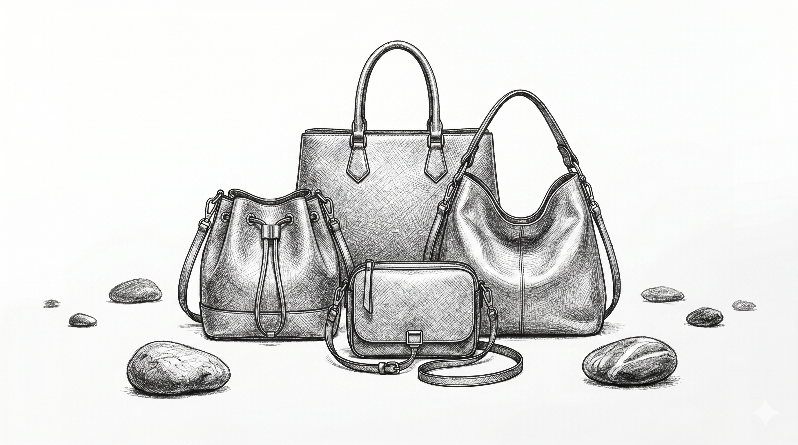 croquis différents types de sacs