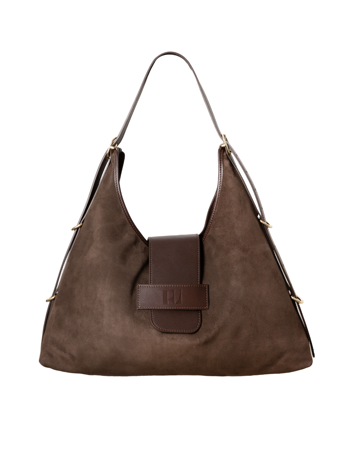 sac fada taille L marron bi-matière de face sur fond blanc