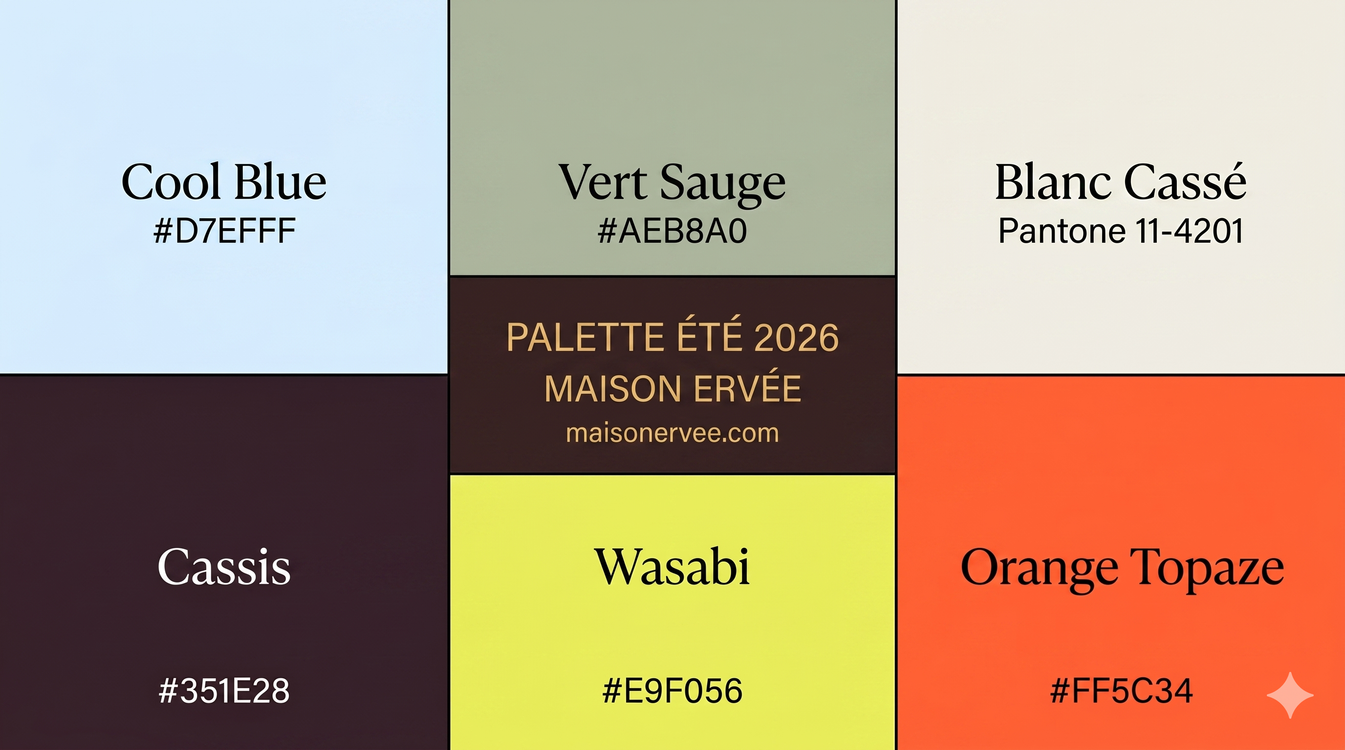 palette avec les 6 couleurs de l'été