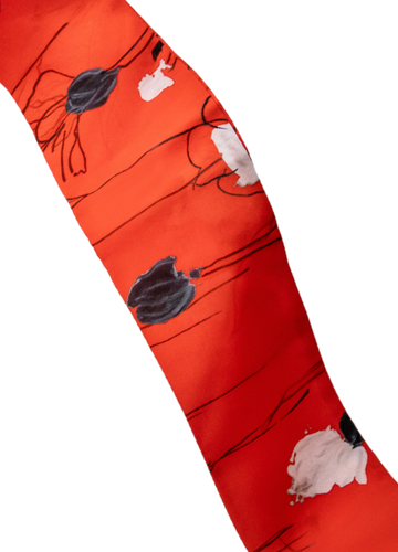 Zoom sur l'imprimé foulard Mistral coquelicot sur fond blanc